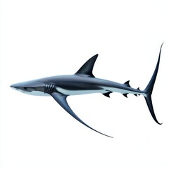 Fototapeta premium Graceful Shark Swimming Through Crystal Clear Water Under Bright Sunlight