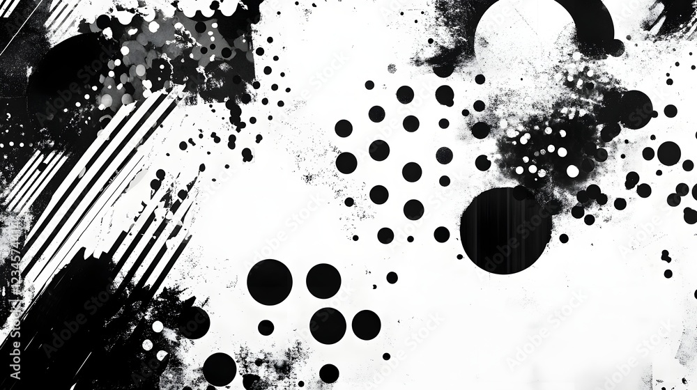 Poster Striking monochrome abstract background with dynamic fluid ink splatters bold geometric patterns and a contemporary minimalist design
