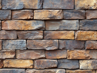 Fototapeta premium Textured brick wall in beige color. Stone wall surface texture