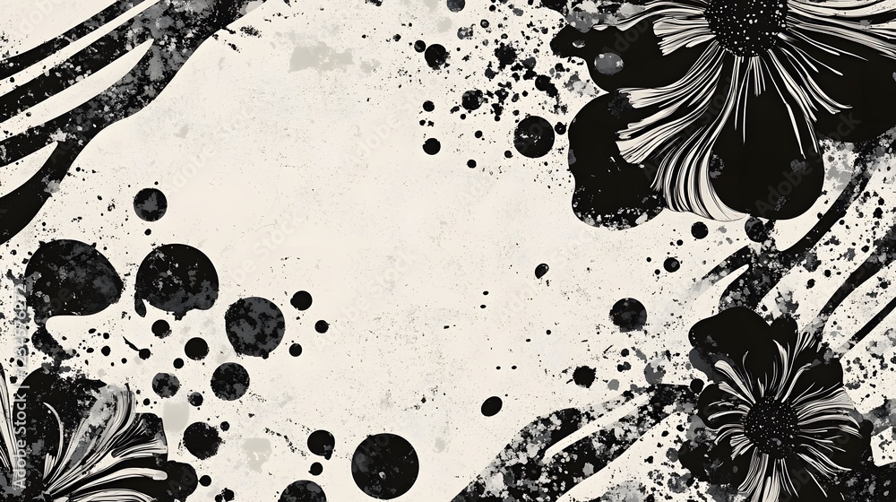 Poster stunning abstract monochrome splatter paint texture with dynamic expressive brushstrokes and dripped