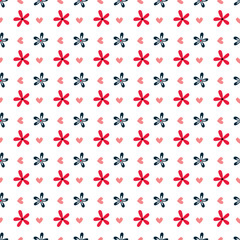	Lovely pattern design with flowers and hearts.