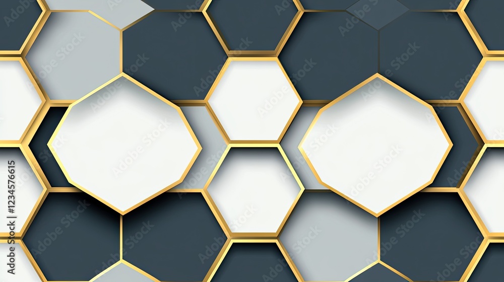Poster abstract gold hexagon pattern background texture, modern design, for website or print