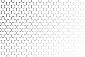 Abstract black and white background consisting of hexagons. Halftone background. Gradient illustration. Soccer,football concept wallpaper.