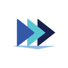 Fast-forward vector symbol with a music player skip button and undo replay with shadow