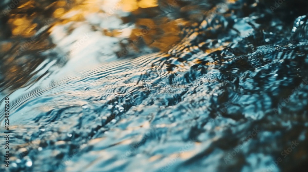 Poster close-up of moving water surface with light reflections, creating an abstract pattern