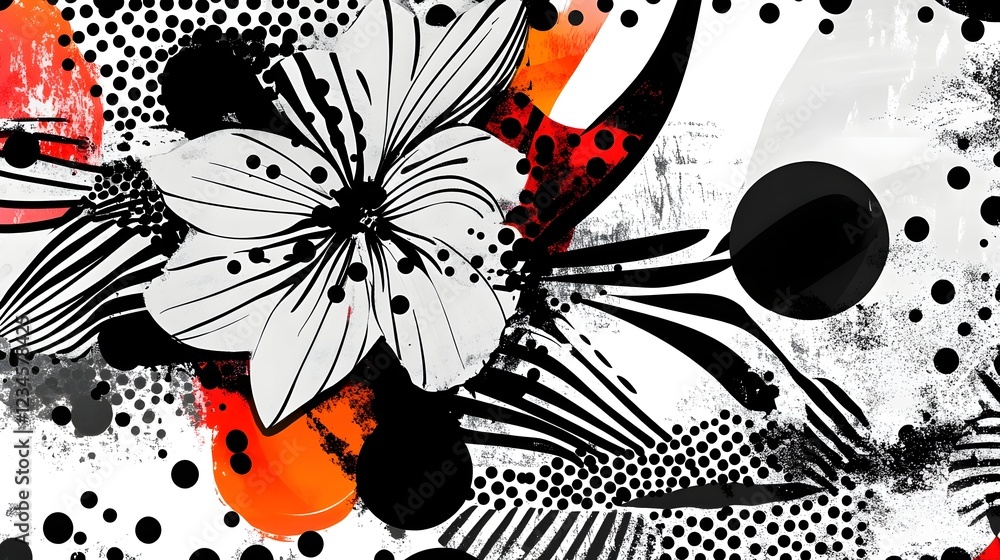 Poster Vibrant Burst of Abstract Ink Splash and Graphic Patterns   Colorful Dynamic and Visually Striking Digital Art