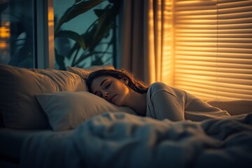 Couple peacefully sleeping in a serene bedroom with ideal sleep conditions during morning light