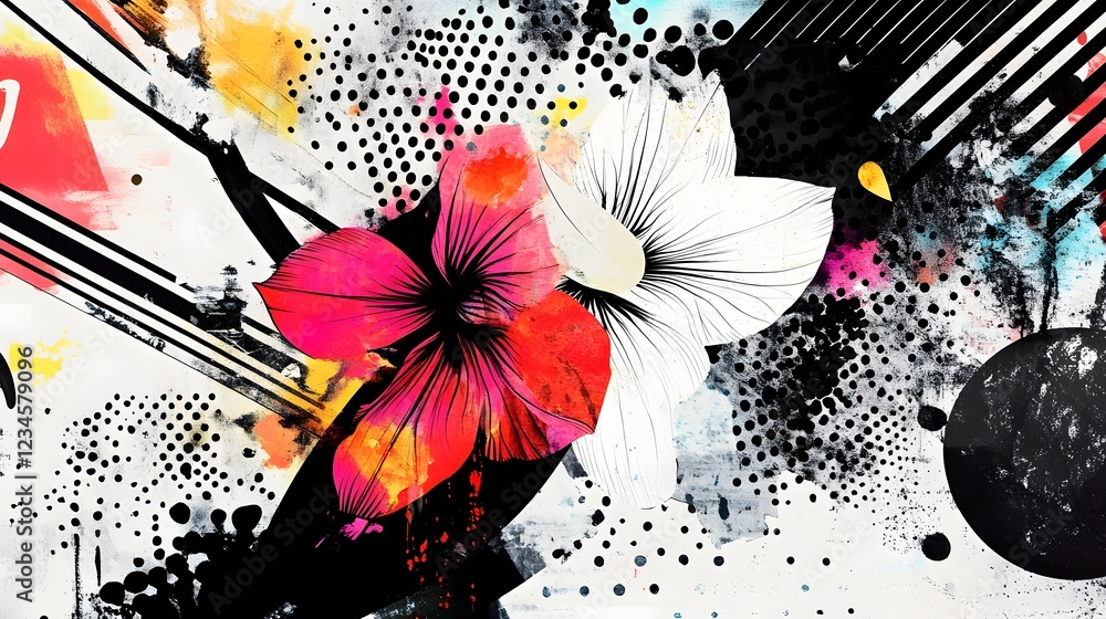 Leinwandbilder vibrant floral explosion of color and dynamic abstract shapes captivating digital art with a burst o