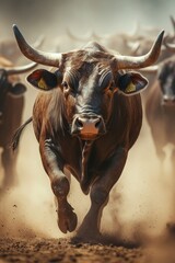 Cattle Grazing on Dirt Field