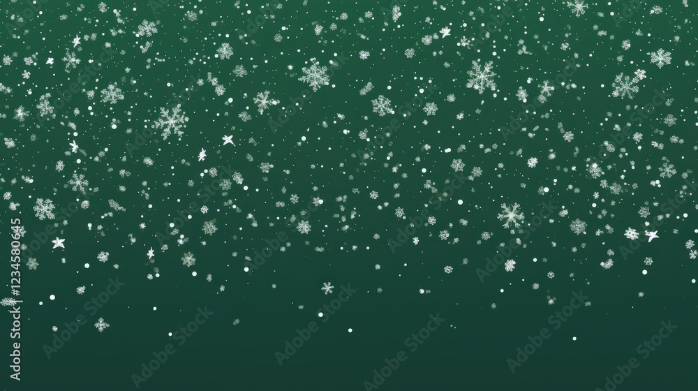 Aufkleber falling snowflakes on a green background creating a beautiful chaotic pattern of winter wonderland a