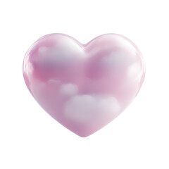 A glossy pink heart shape with soft, cloud-like patterns creates a charming and playful appearance.