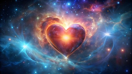 Obraz premium Cosmic Heart, Celestial Love, Universe Heart