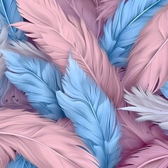 Fototapeta premium Overlapping Pastel Pink and Light Blue Feathers