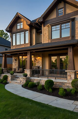 Luxury Modern Home Exterior: Stone and Wood Architecture Design