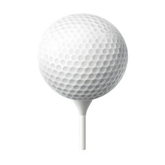 Golf ball and tee isolated on transparent background for sports and recreational activities