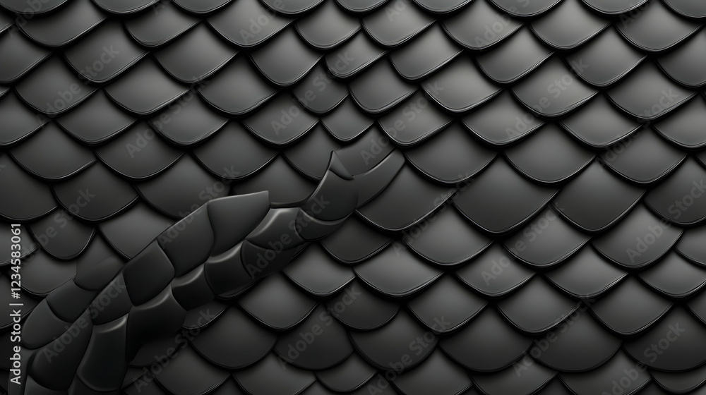 Poster abstract black scales texture background, overlapping design, 3d render, ideal for website or app de