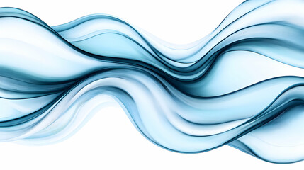 Fototapeta premium Abstract blue wave design, flowing movement, white background, for website header or banner