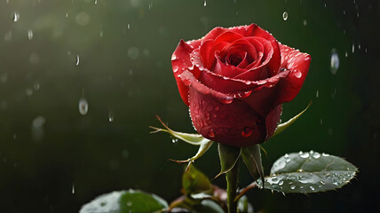 Rose. Red roses. Bouquet of red roses. Valentines Day, wedding day background. Rose petals and hearts Valentine gift boxes. Valentines and wedding border. Waters drops on roses petals. 