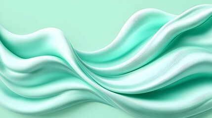 Naklejka premium Abstract mint green flowing waves, elegant background, smooth texture, design element