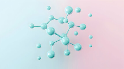 Abstract molecule structure, pastel background, science concept, medical illustration
