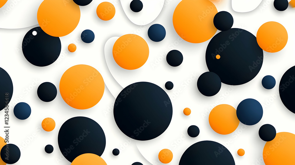 Poster abstract orange and black circles pattern background design, ideal for website or presentation