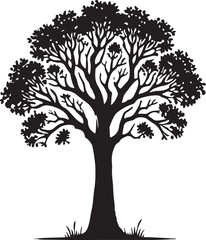 plant tree silhouette victor style image with white and block background.