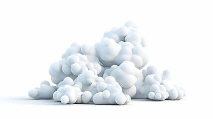 Abstract white spheres cluster, 3D render, science concept, isolated on white background, ideal for medical or technology visuals