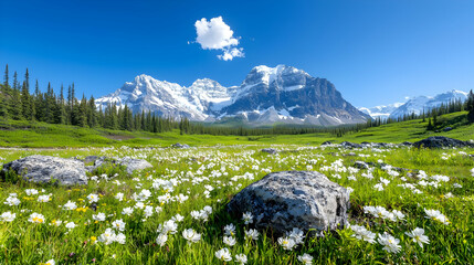 Mountain meadow wildflowers sunny day landscape (12)