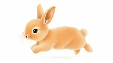 Obraz premium Adorable bunny rabbit hopping, isolated on white background, perfect for Easter cards or children's books