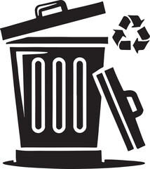 dustbin silhouette victor style image with white and block background.