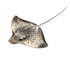 Detailed Illustration of a Spotted Stingray with Unique Pattern and Texture in a Minimalistic Style