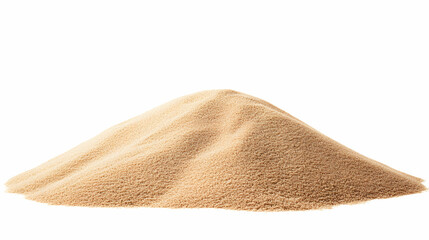 Beige sand pile isolated on white background; construction, texture, nature