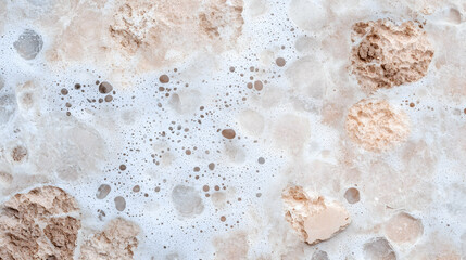 Beige textured foam closeup, bubbly surface, abstract background, design element