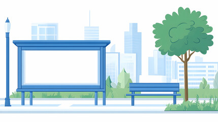 Naklejka premium Blank billboard city park bench ad space