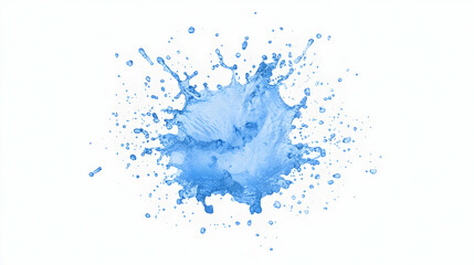 Fototapeta premium Blue water splash against white background; ideal for refreshment, purity, or cleaning concepts