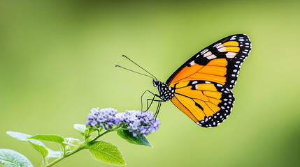 Obraz premium Butterfly feeding on flower, garden background, nature photography, ideal for nature publications