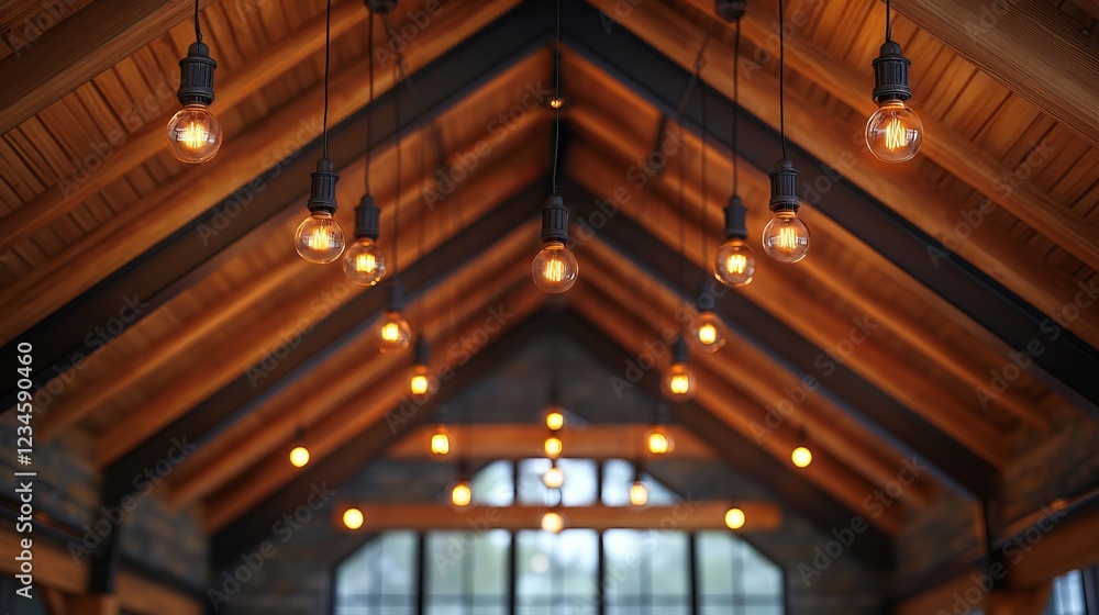 Poster a bright and inviting room illuminated by numerous elegant lights hanging from the ceiling creating 