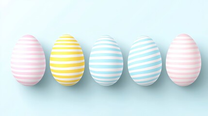 Obraz premium Colorful Decorative Easter Eggs with Stripes on Light Background