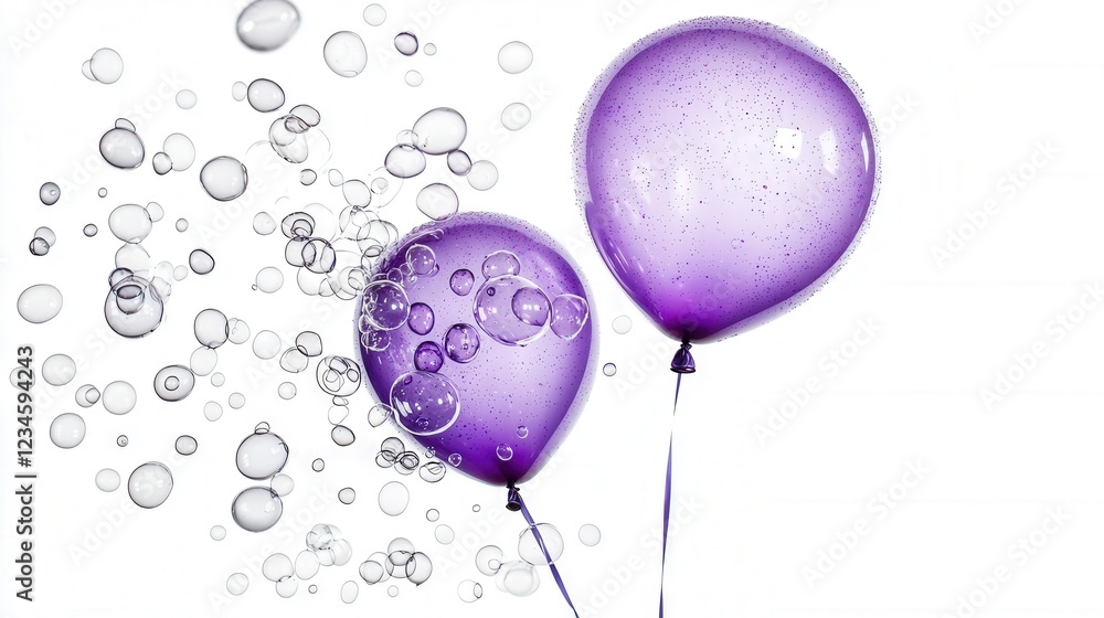 Aufkleber purple balloons floating with bubbles on a white background creating a fun and festive atmosphere fo