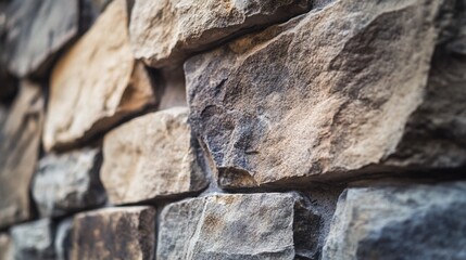 Fototapeta premium A close up view of a natural stone wall with varying shades and textures