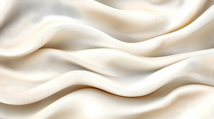 Obraz premium Draped cream silk fabric texture background, soft waves, luxurious feel, ideal for fashion websites