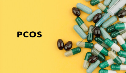 Bunch of pills with a syringe on top of them