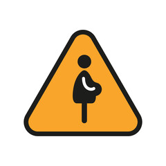 Warning yellow sign with disabled icon people pregnant woman 