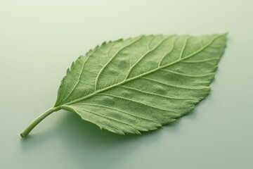 Obraz premium Green Leaf with Shiny Waxy Texture and Detailed Veining