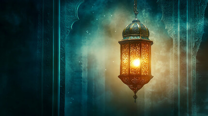 Ramadan Kareem Background with Ornamental Lantern for Festive Greeting