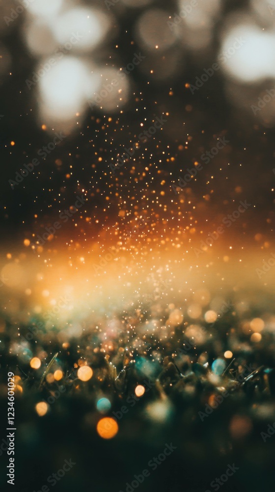 Poster glowing bokeh lights in a soft focus background, creating a magical atmosphere filled with warm tone