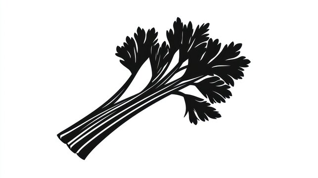 black parsley on white background clip art preview
