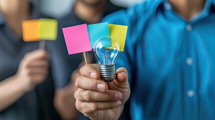 Innovation workshop creative idea generation office workshop content modern setting close-up view team collaboration