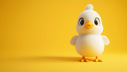 Fototapeta premium Promote Your Brand on 3D Cartoon Easter Chick Mockup