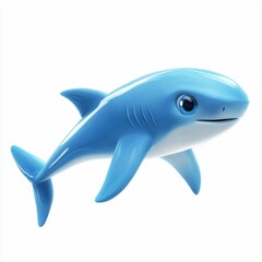 Fototapeta premium Cute and Friendly Cartoon Shark Character Swimming in Clear Blue Water with a Bright Smile and Big Eyes